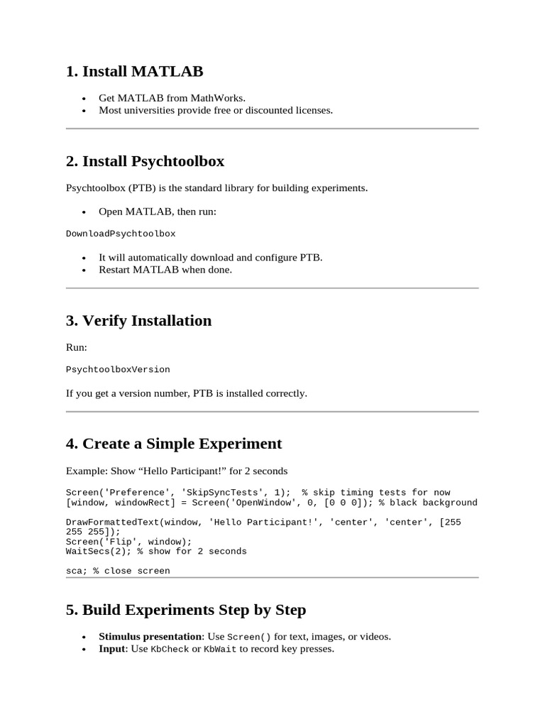 Install Psychtoolbox in MATLAB | PDF