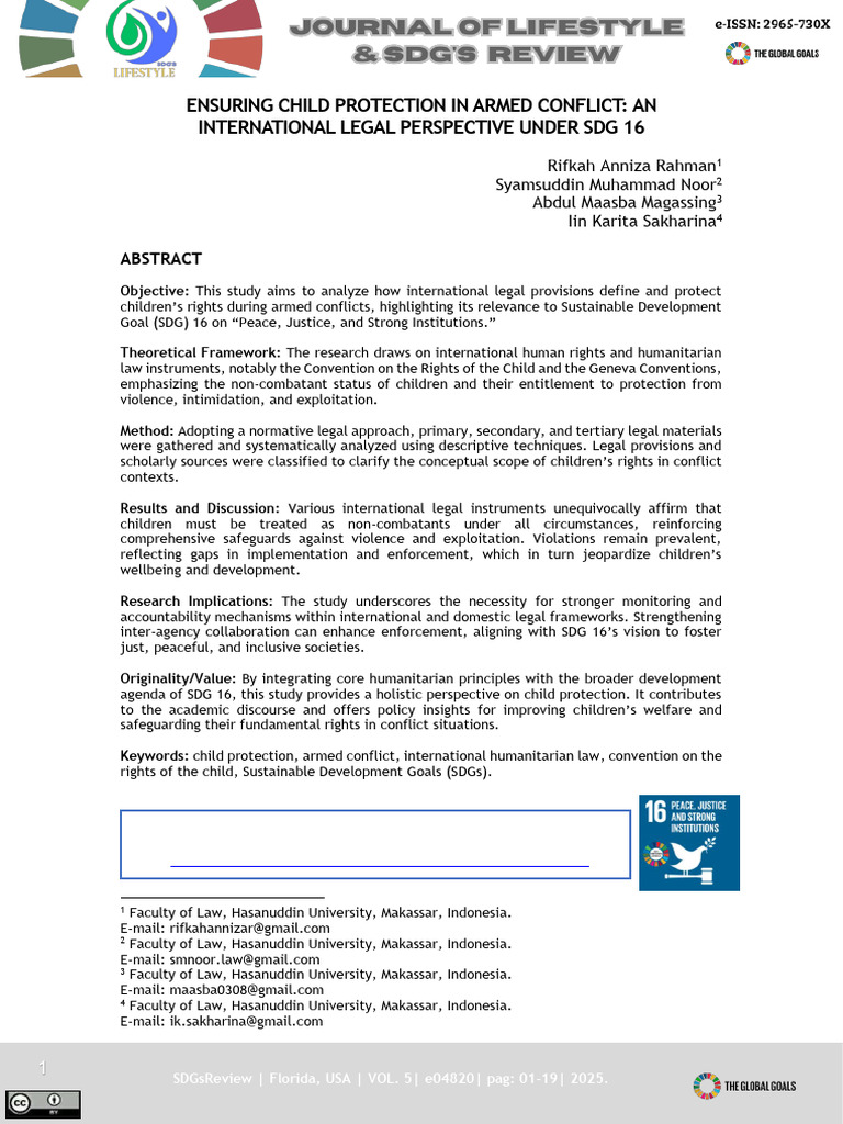 Child Protection in Armed Conflict: SDG 16 | PDF | International ...