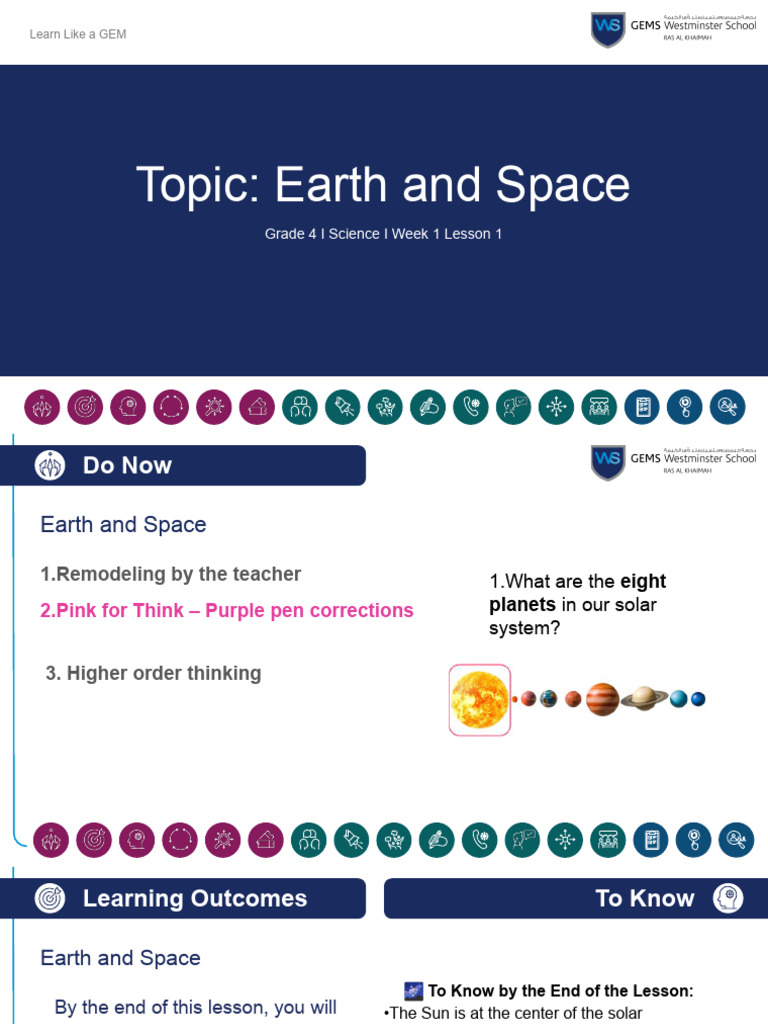 Earth and Space Lesson Overview | PDF | Planets | Sun