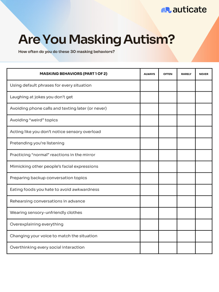 Recognizing Autism Masking Behaviors | PDF