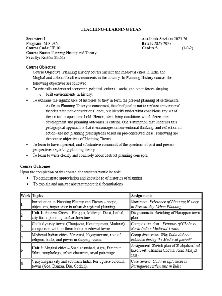 Planning History and Theory Course Outline | PDF | Theory | Liberal ...