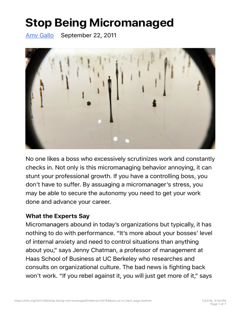 06 Stop Being Micromanaged | PDF | Psychological Concepts | Behavioural ...