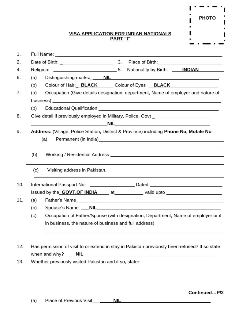 Indian Visa Application Form Guide | PDF | Travel Visa | Government And ...