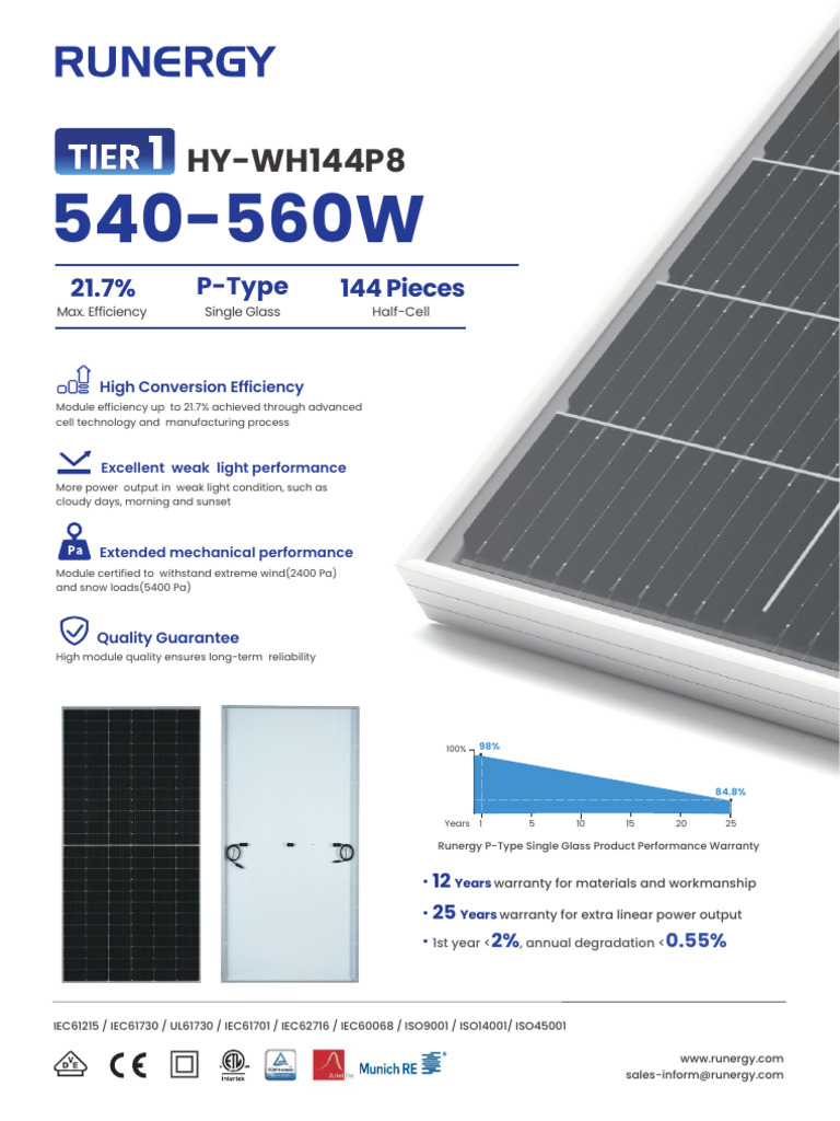 560W P-Type Solar Module Specs | PDF | Electricity | Electrical Engineering