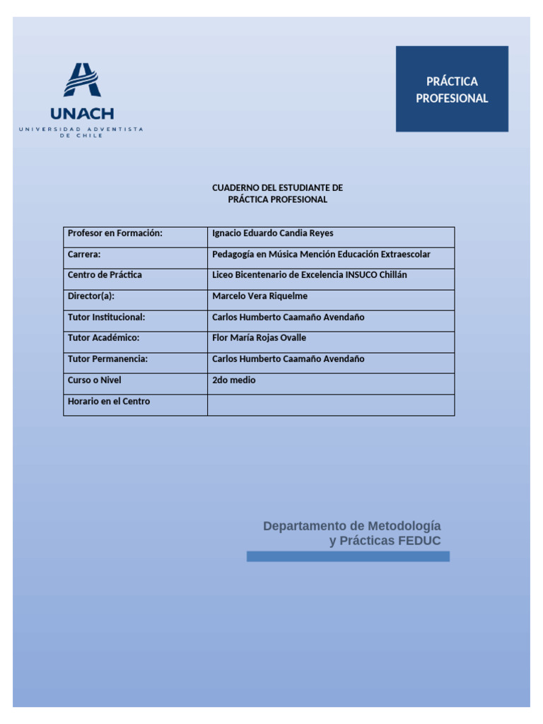 Cuaderno Practica Profesional 24 de Septiembre | PDF | Aprendizaje ...