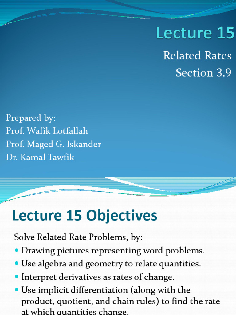 Related Rates Problem Solving Guide | PDF | Derivative | Mathematics