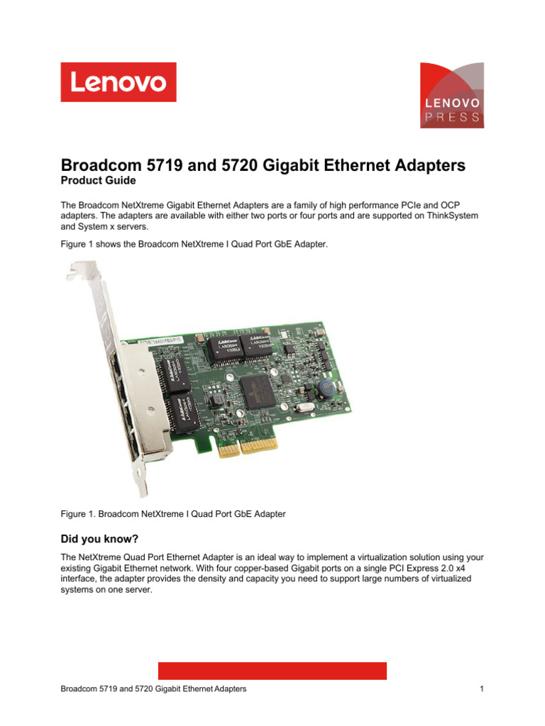 Broadcom 5719 Gigabit Ethernet Adapters | PDF | Computing | Computer ...