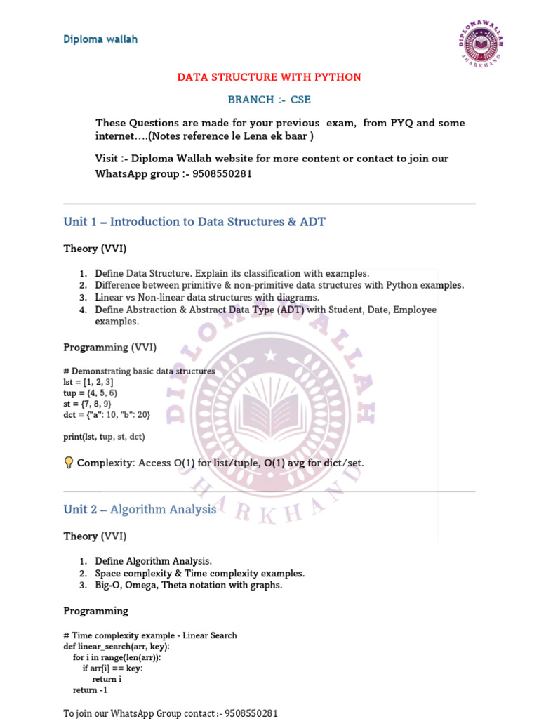 Data Structures with Python Guide | PDF | Queue (Abstract Data Type ...