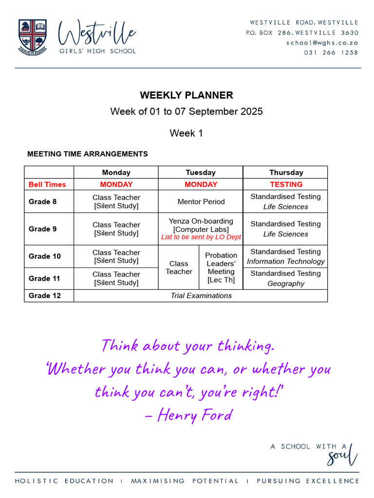 Weekly Planner 2025.09.01-07 (Learners) | PDF