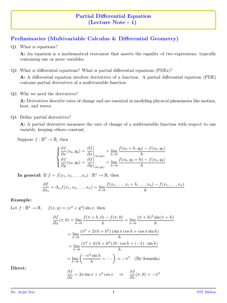 Introduction to Partial Differential Equations | PDF | Partial ...