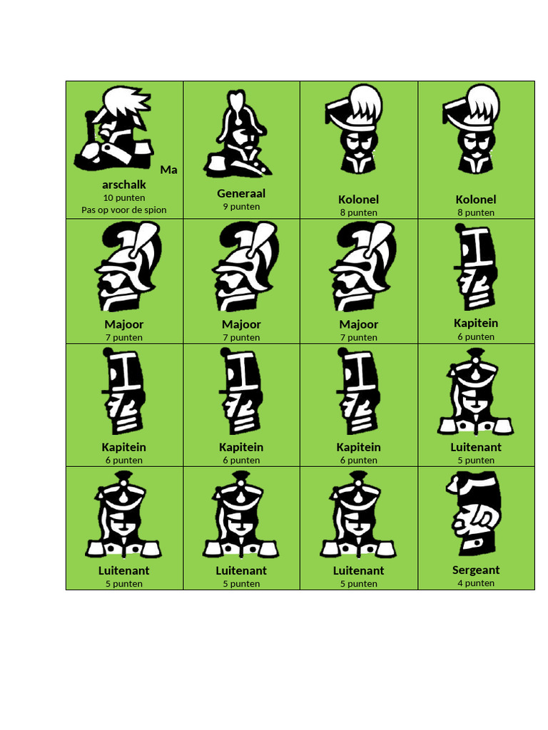 Levend Stratego - Kaartjes | PDF