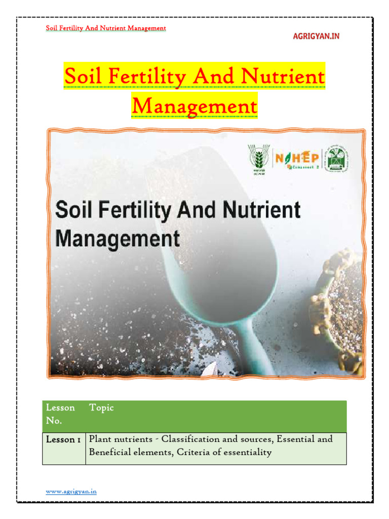 Soil Fertility and Nutrient Management | PDF | Plant Nutrition | Soil