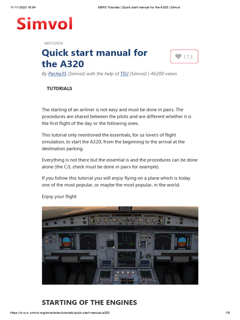 A320 Quick Start Guide for MSFS2020 | PDF | Aviation | Aircraft