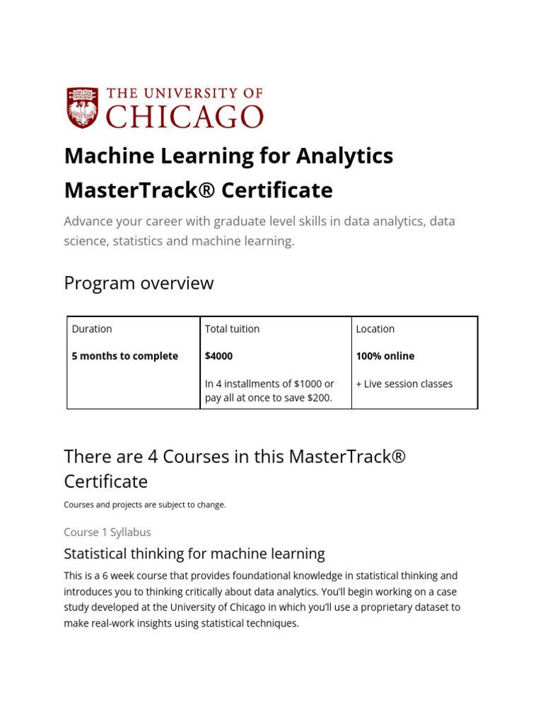 Machine Learning Analytics MasterTrack | PDF | Support Vector Machine ...