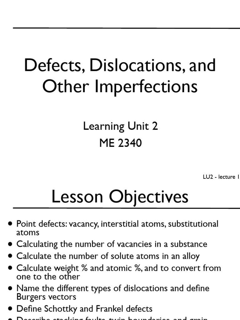 Defects and Dislocations in Crystals | PDF | Crystallographic Defect ...