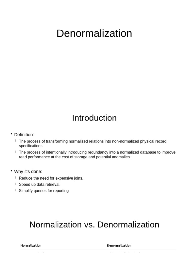Understanding Denormalization Techniques | PDF | Databases | Computer ...