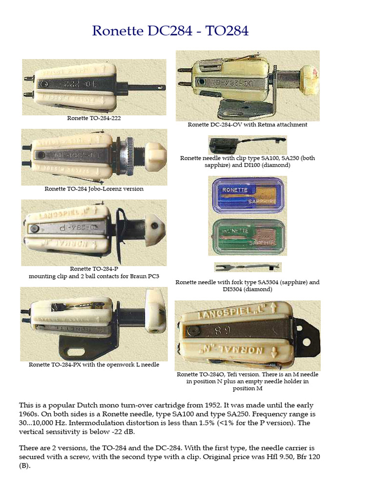 Ronette TO-284 Cartridge Overview | PDF