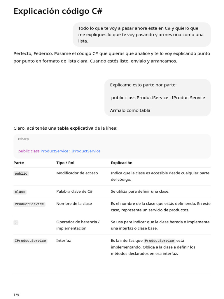 Explicación Código C# | PDF | Constructor (Programación Orientada a ...