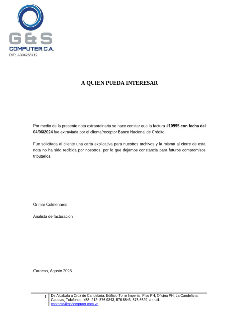 Factura Extraviada | PDF