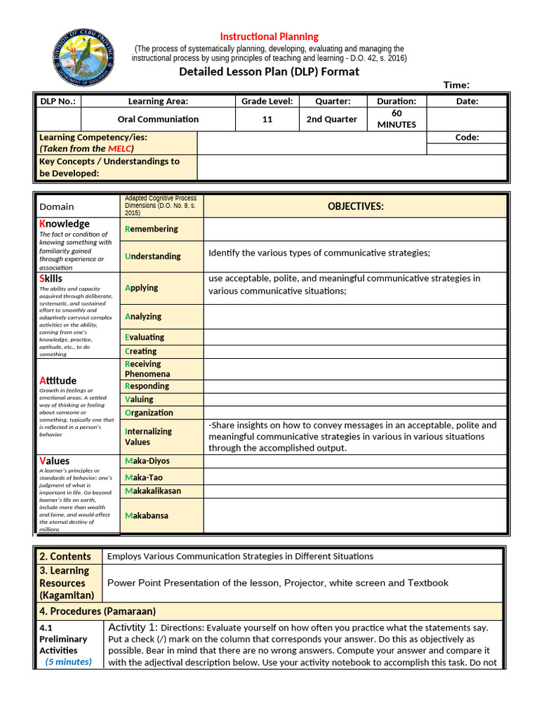 Effective Communication Strategies DLP | PDF | Learning | Communication