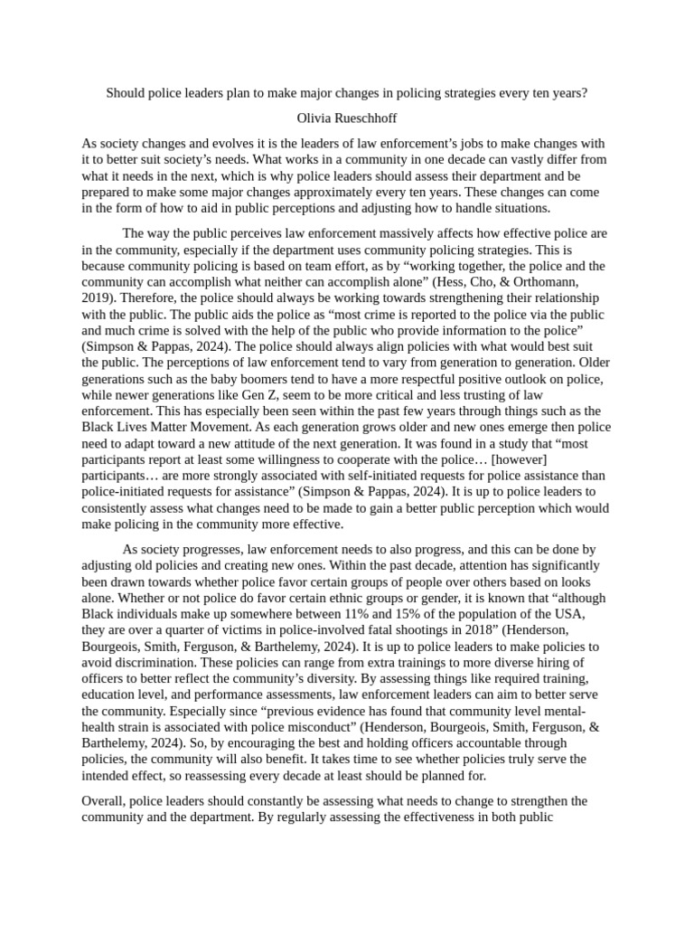 Decadal Policing Strategy Reassessment | PDF | Police | Community Policing