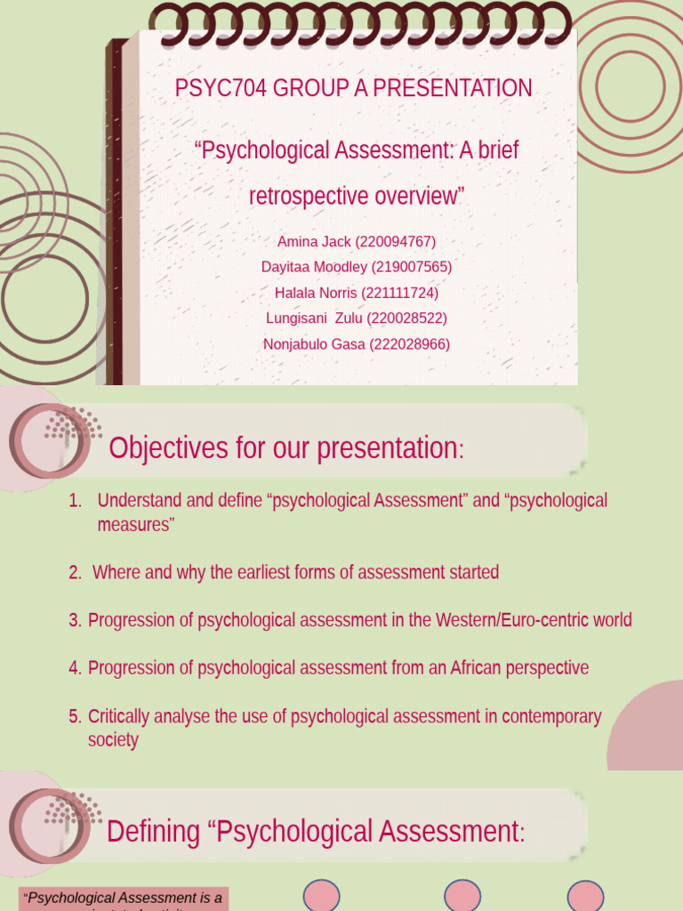 Overview of Psychological Assessment | PDF | Psychology | Psychometrics