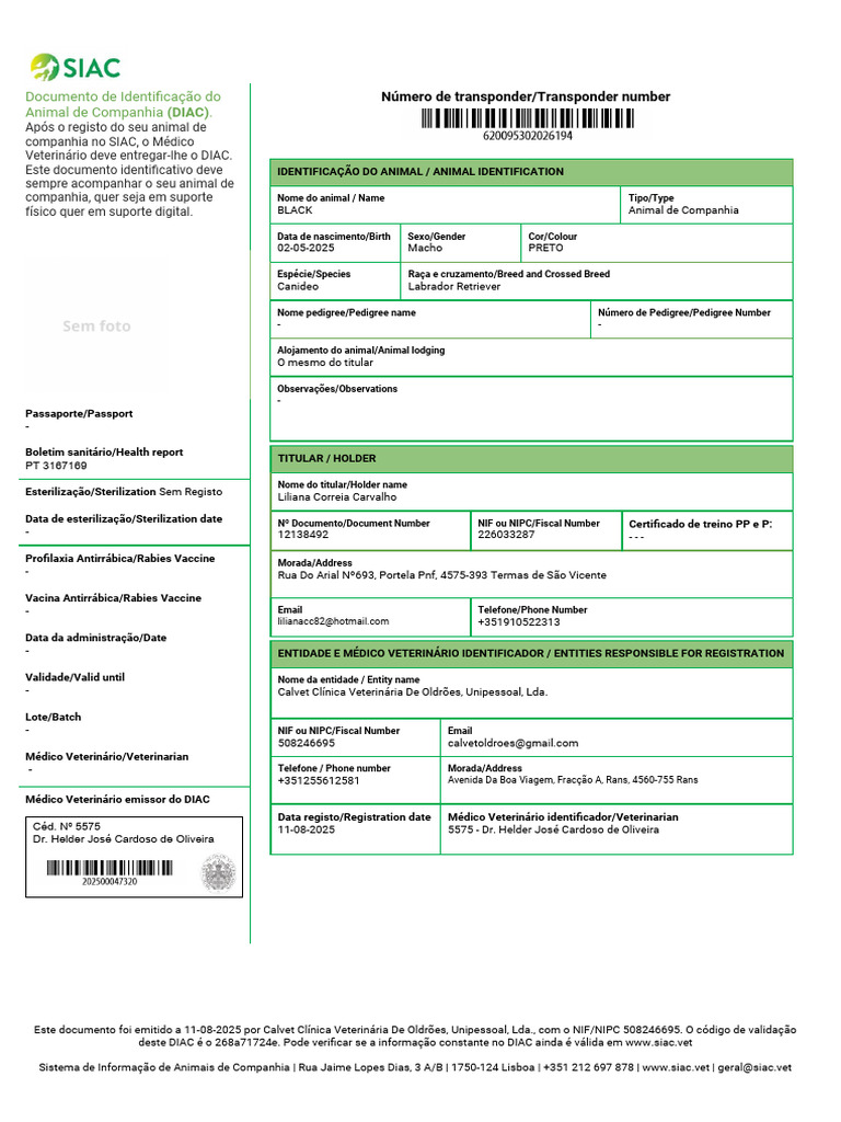 Documento de Identificação de Animais | PDF | Zoologia