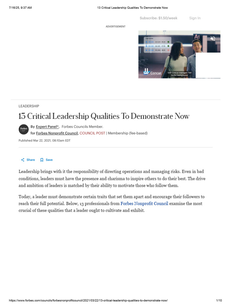 Essential Leadership Qualities Today | PDF | Leadership | Artificial ...