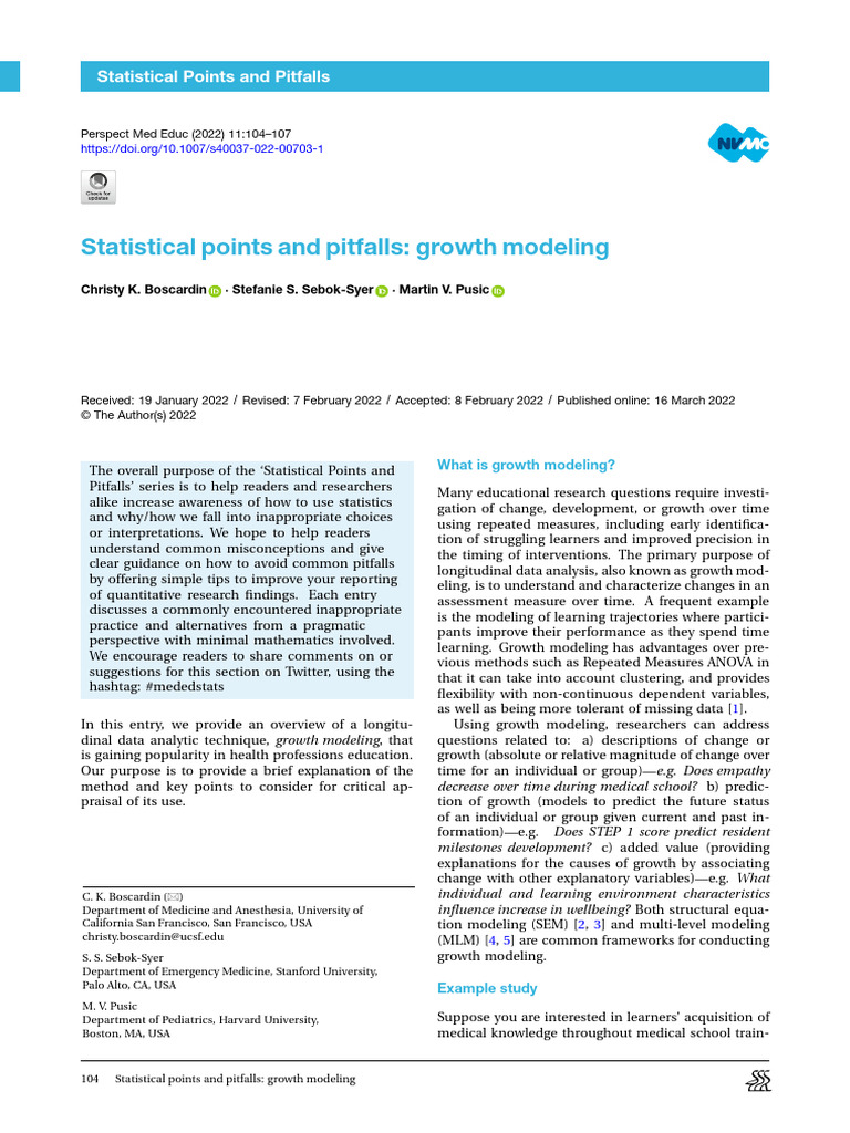 Growth Modeling in Education Research | PDF | Dependent And Independent ...