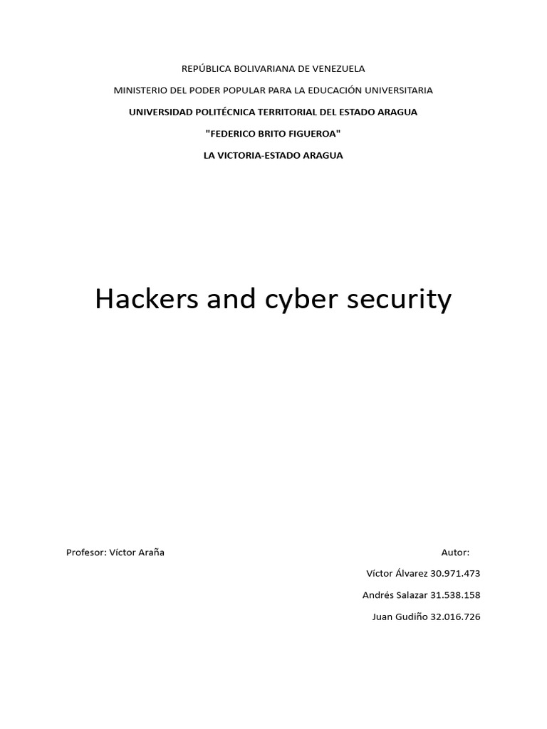 Hackers and Cyber Security | PDF | Security | Computer Security