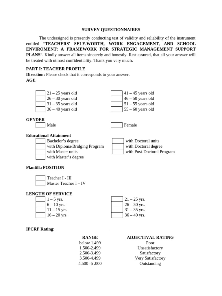 Teacher Self-Worth and Engagement Survey | PDF | Teachers | Teaching Method