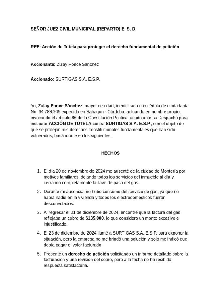 ACCION de TUTELA - Acciones Constitucionales | PDF | Petición | Justicia