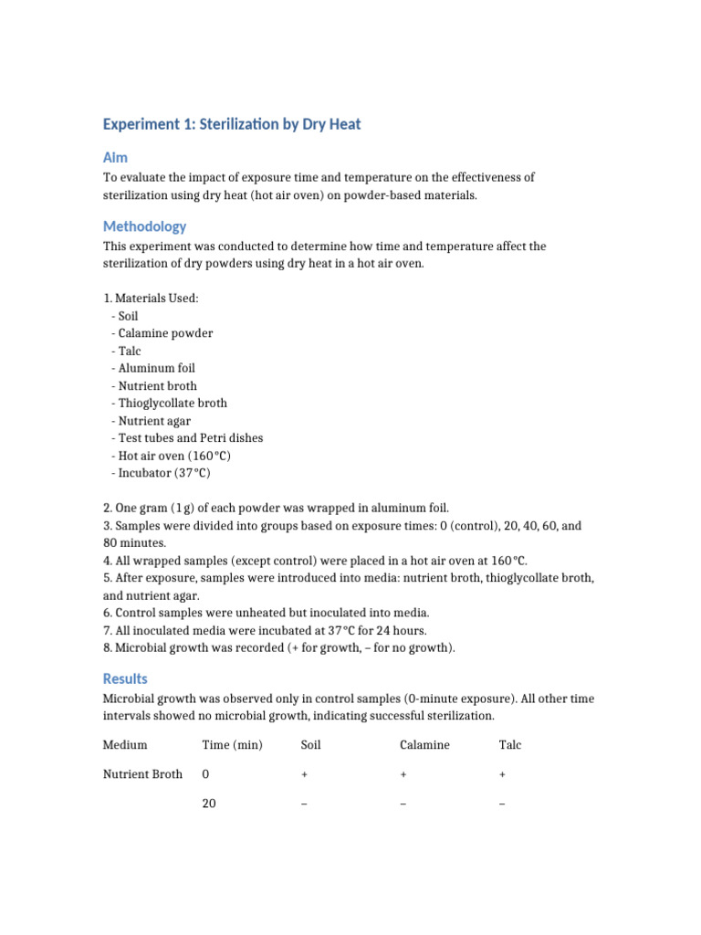 Dry and Moist Heat Sterilization Study | PDF | Sterilization ...