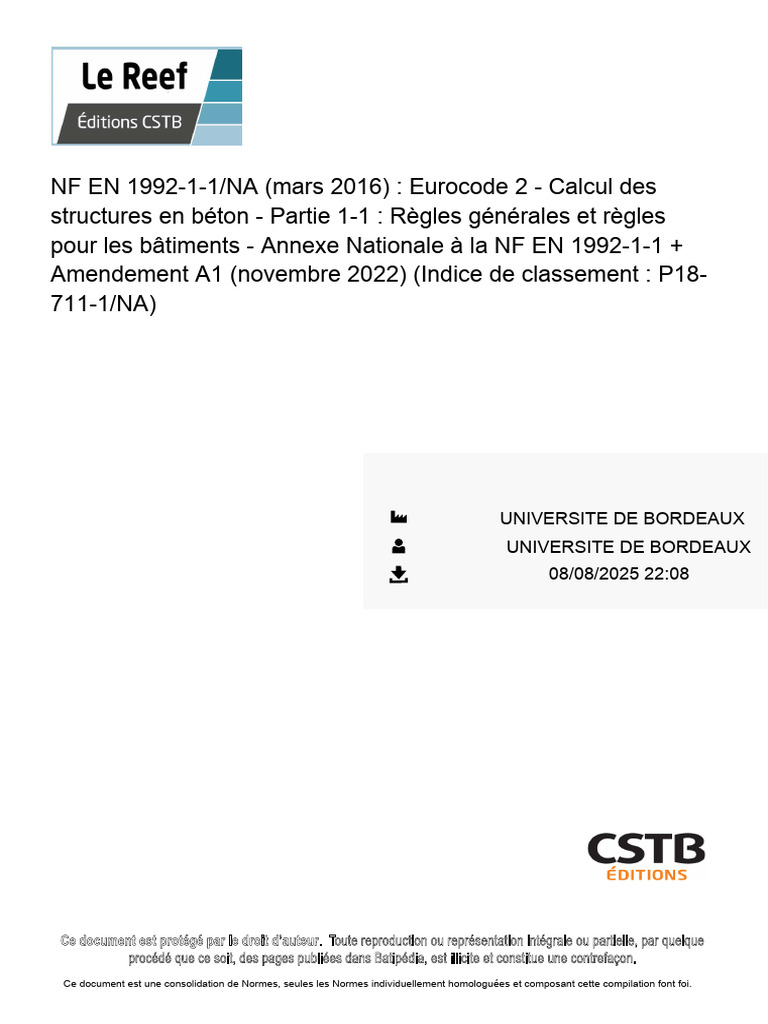 Eurocode 2 : Norme NF EN 1992-1-1 | PDF | Béton | Matériau composite