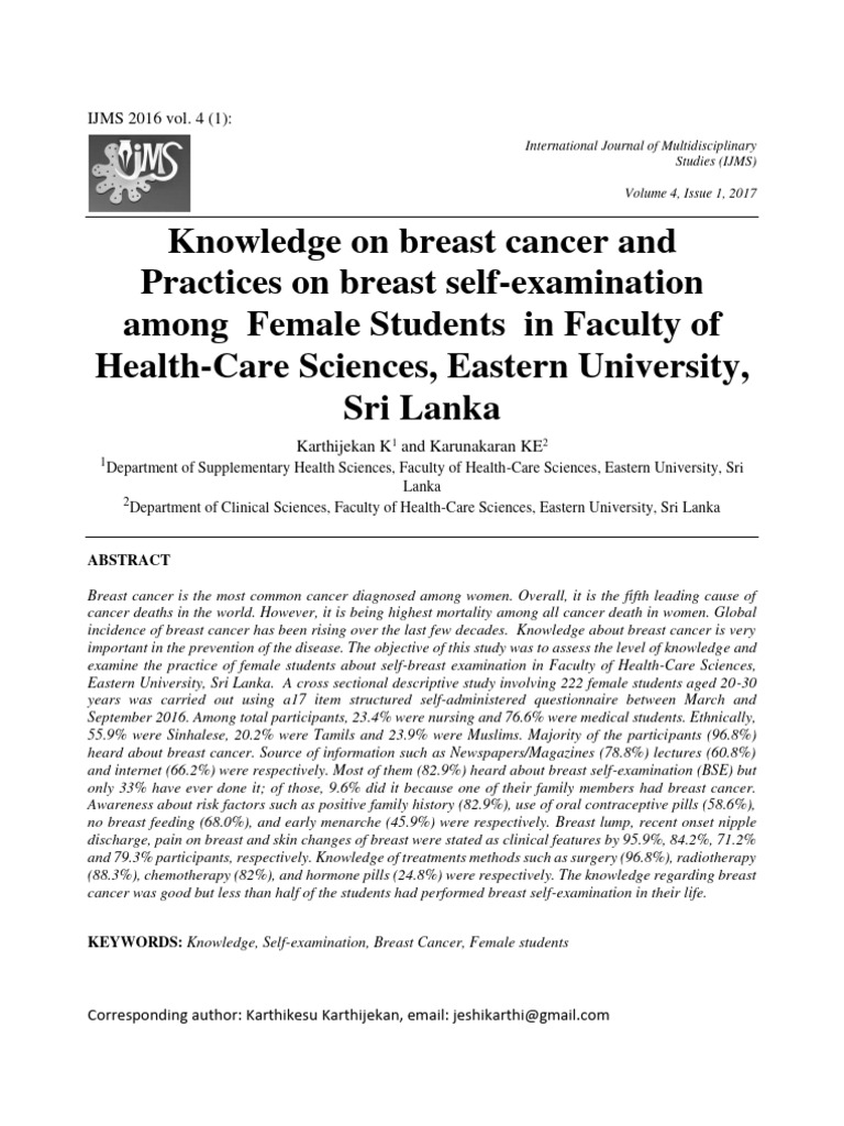 Knowledge On Breast Cancer and Practices | PDF | Breast Cancer | Cancer