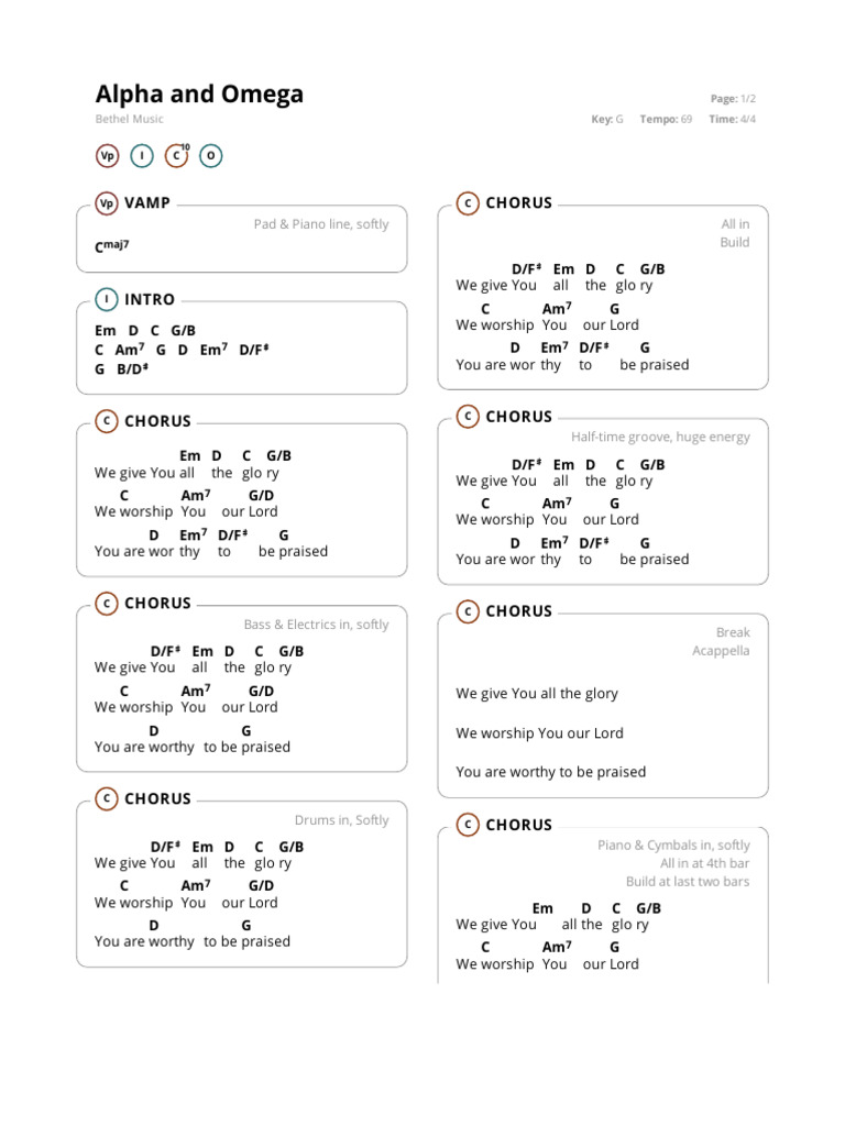Alpha and Omega Chords in G | PDF | Music Performance | Musical Forms