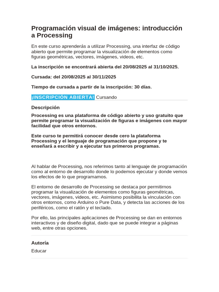 Programación Visual con Processing | PDF
