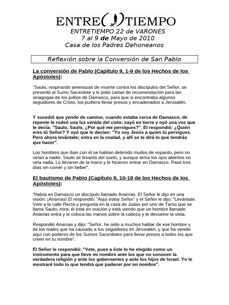 Conversión de San Pablo: Reflexiones y Llamados | PDF | Pablo el ...