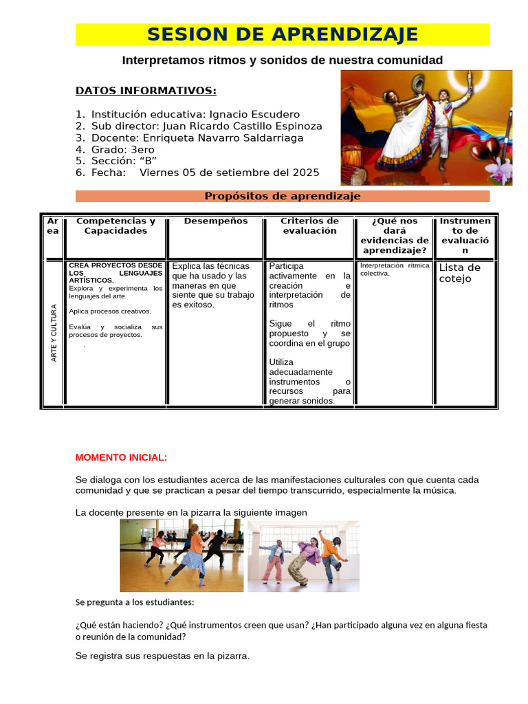 Ritmos y Sonidos de Nuestra Comunidad | PDF | Aprendizaje | Ritmo