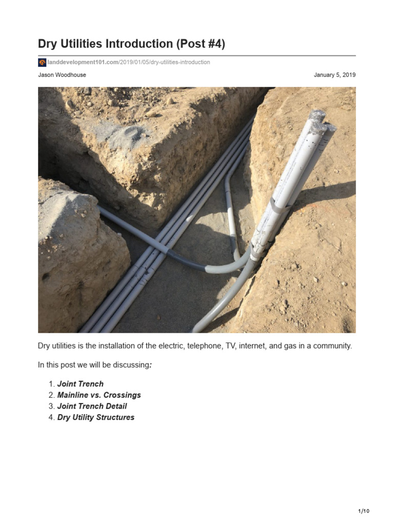 Understanding Dry Utilities and Joint Trenches | PDF