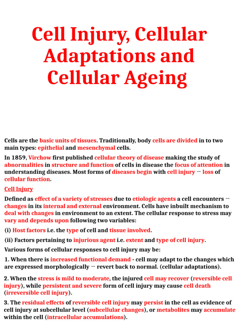 Cell Injury and Adaptations Overview | PDF | Apoptosis | Necrosis