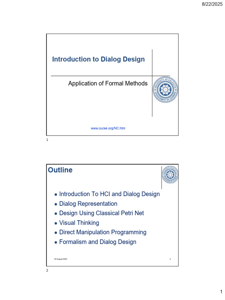 HCI Dialog Design and Formal Methods | PDF | Human–Computer Interaction ...