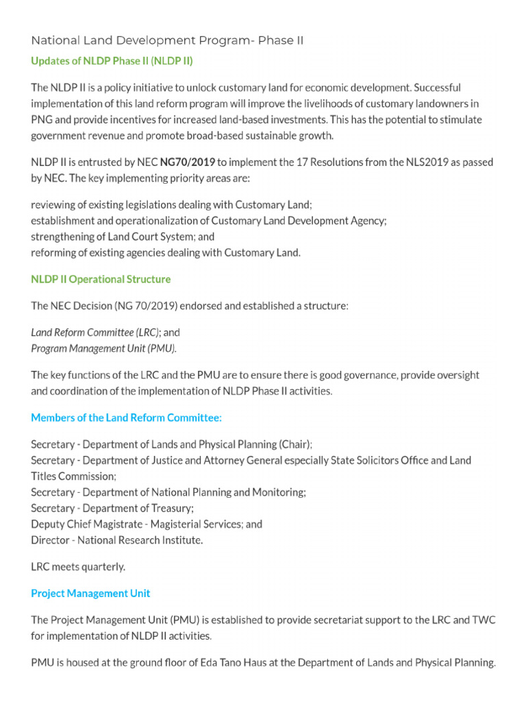 National Land Development Program - Phase II | PDF