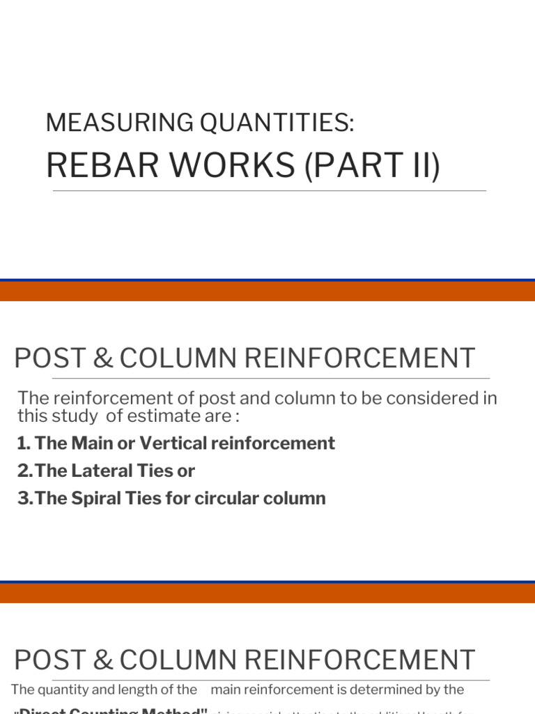 Rebar Estimation for Post and Column | PDF | Beam (Structure) | Column