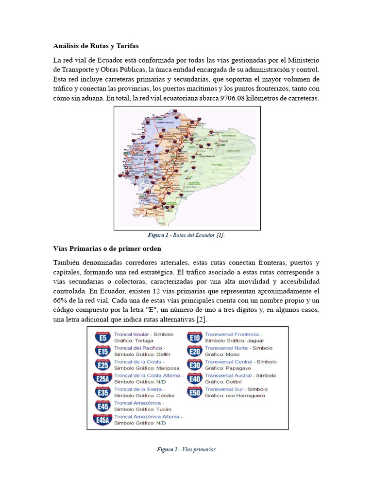 Rutas y Tarifas de Transporte en Ecuador | PDF | Transporte | Economias