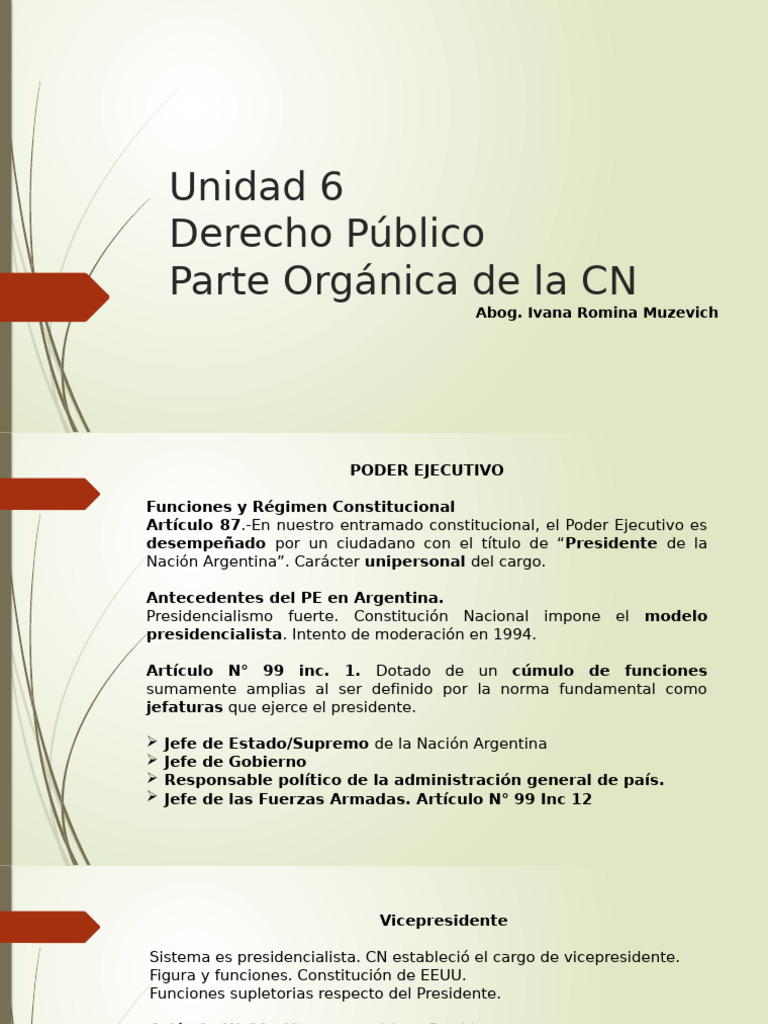 Funciones del Poder Ejecutivo en Argentina | PDF | Presidentes de los ...