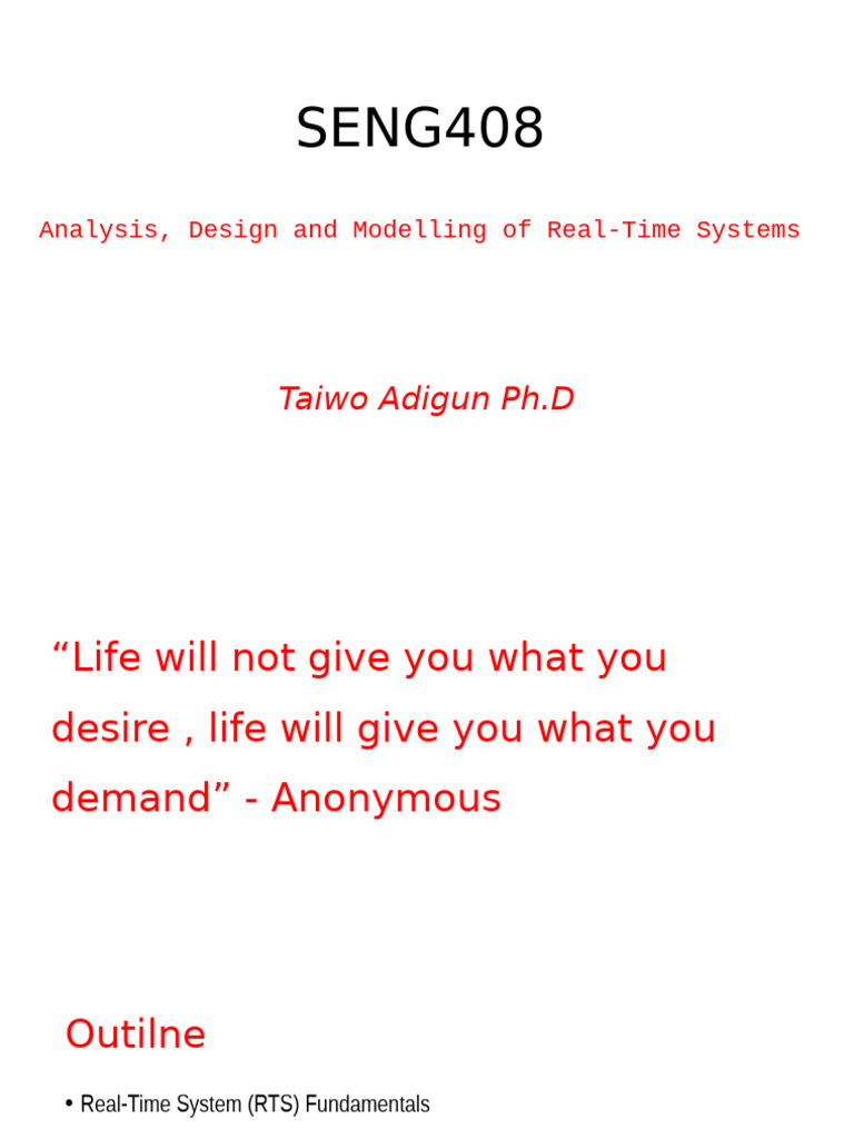 Real-Time Systems Analysis and Design | PDF | Real Time Computing | System