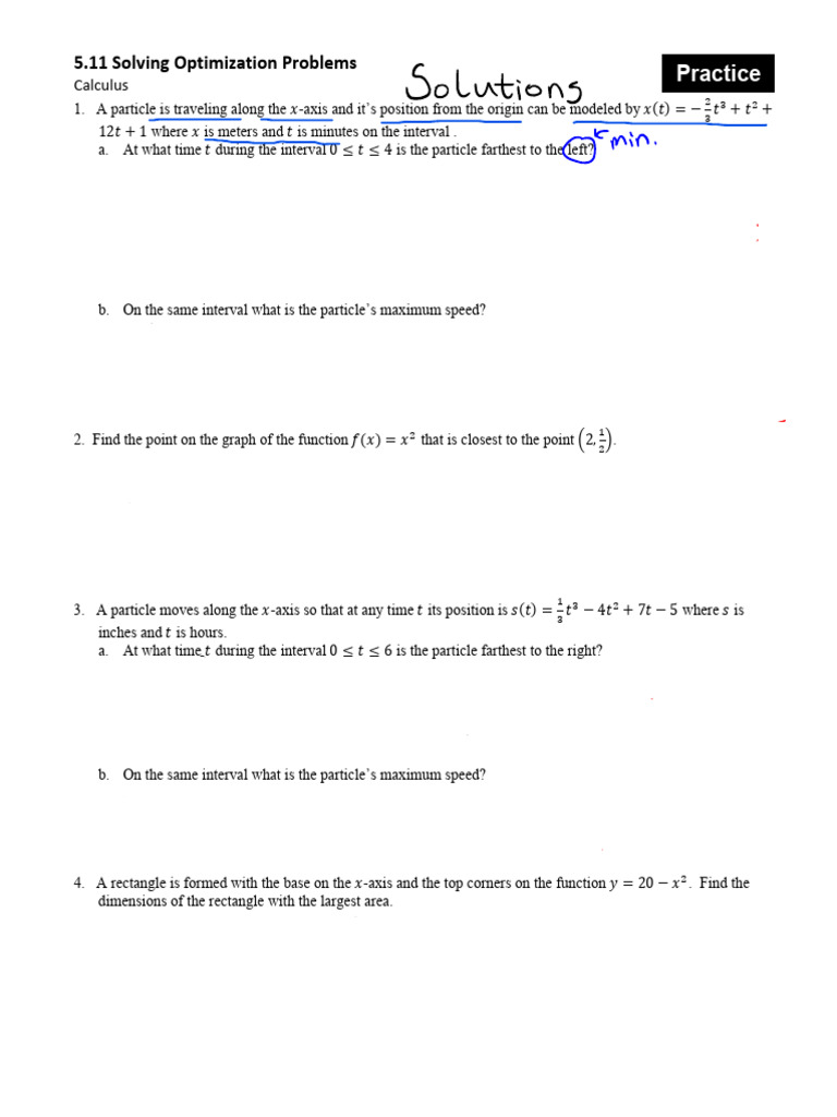 Optimization Problems in Calculus | PDF | Area | Function (Mathematics)