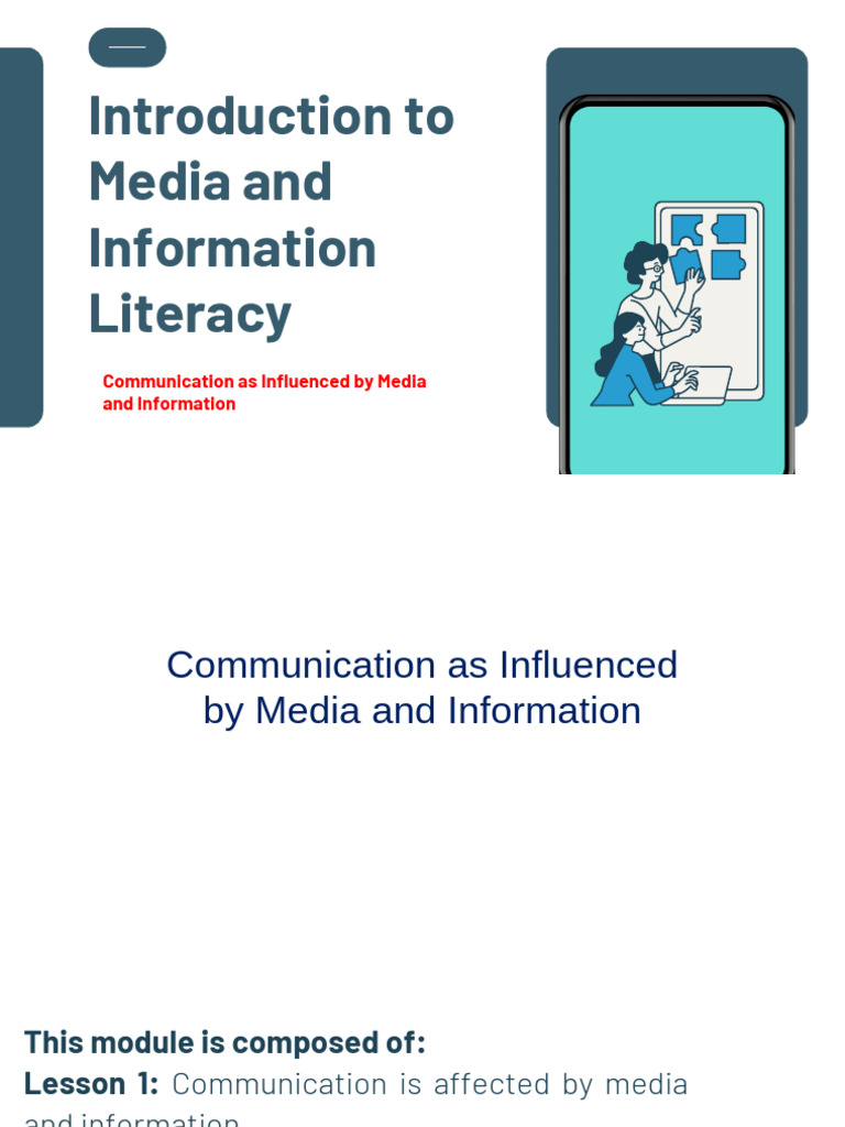 Week 1 Lesson 1.1 Communication As Influenced by Media and Information ...