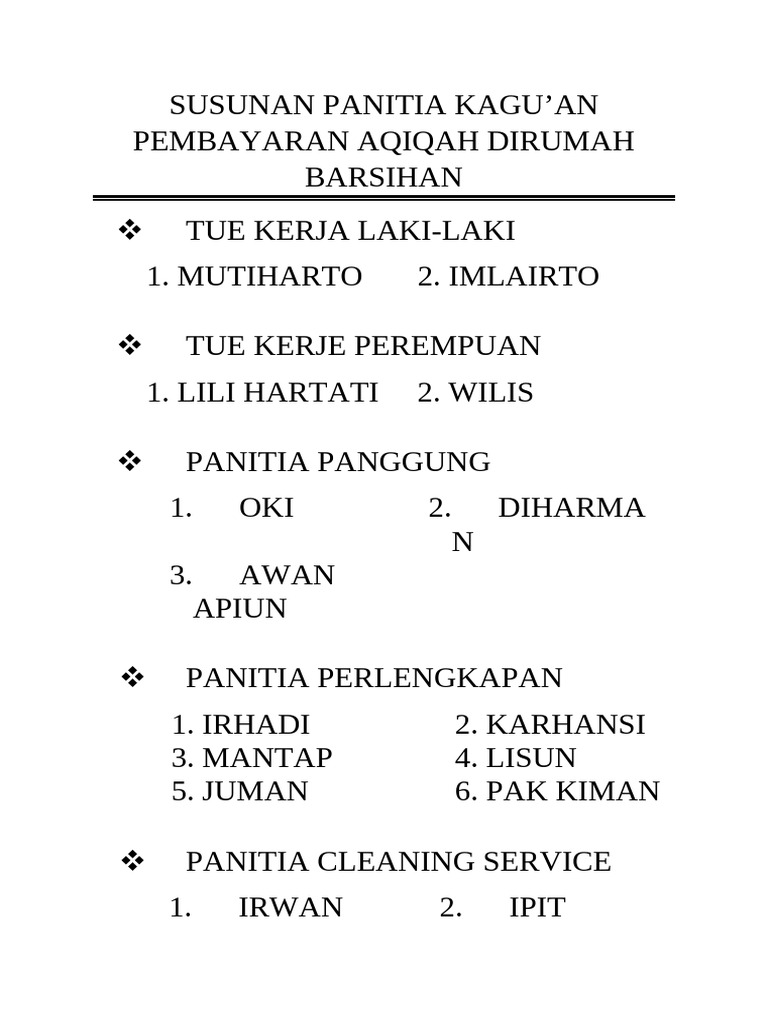 Susunan Panitia Kagu | PDF